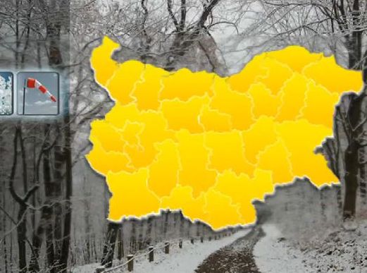 Жълт код за снеговалежи и виелици в цялата страна