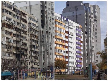 Киев показа саниран жилищен блок, сразен от руска ракета