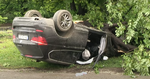 Румънски автомобил се обърна по таван в Русе
