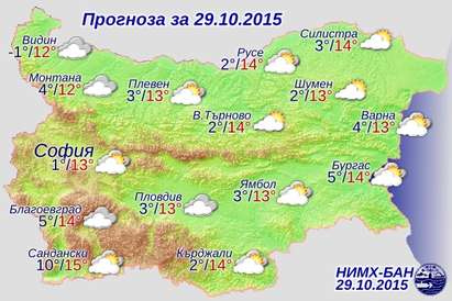 НИМХ: Над Черноморието ще има значителна ниска облачност, максимални температури - 13°-14°