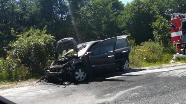 Автомобил изгоря на пътя, пътувало е семейство с две деца (СНИМКИ)