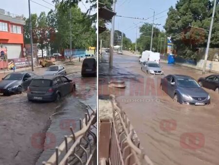 Извънредно! Голямо наводнение в Бургас