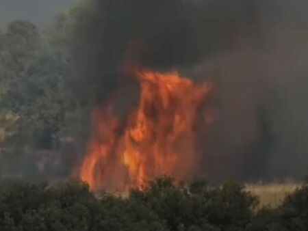 Вятърът отново разпали пожара край село Константиново