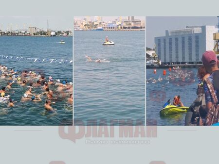 Вижте плувното шоу до Морската гара на Бургас! Стотици участват в маратона